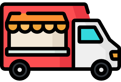 Colorful, illustrated donut truck